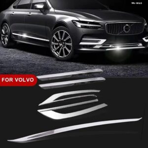 ボルボ S90 V90 V90CC ブラッククローム 装飾 ミラー 装飾 ストリップ ステッカー カー アクセサリー 16 2017-20 - 5pcs silvery