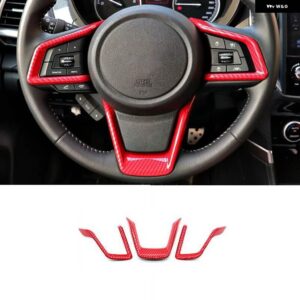 スバル フォレスター SK XV クロストレック GT アウトバック レガシィ BS BT ステアリングホイール カバー トリム インテリア 装 - carbon　fiber　red