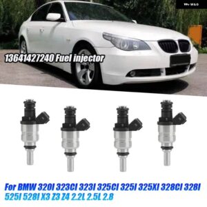 BMW 4個 燃料噴射ノズル 1427240 E46 E39 X3 Z3 Z4 3 5 シーメンスデカフロー一致 エンジン 2.5L 13537546244 1439800 部品 - SilverBlack 4Pcs