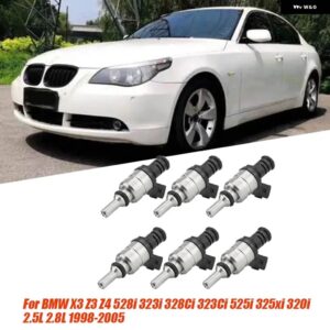 BMW 4個 燃料噴射ノズル 1427240 E46 E39 X3 Z3 Z4 3 5 シーメンスデカフロー一致 エンジン 2.5L 13537546244 1439800 部品 - SilverBlack 6Pcs