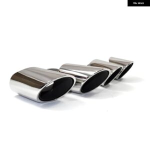 ポルシェ 2ピース クワッド排気先端 パナメーラ 971 972 2017 + ステンレス マフラー パイプ ノズル排気 システムヒント - Silver B