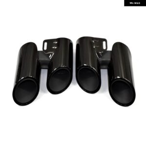 ポルシェ 2ピース クワッド排気先端 パナメーラ 971 972 2017 + ステンレス マフラー パイプ ノズル排気 システムヒント - Black A