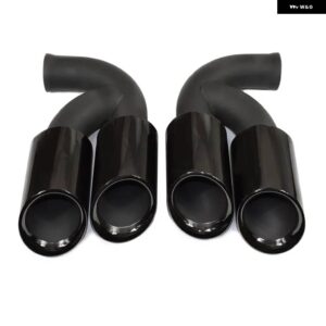 ポルシェ カイエン 2011-2014 排気 アップグレード クワッドテール パイプ 304 ステンレス マフラー先端ノズル - Black Short