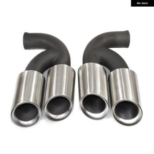 ポルシェ カイエン 2011-2014 排気 アップグレード クワッドテール パイプ 304 ステンレス マフラー先端ノズル - Silver A Short