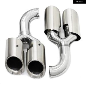 ポルシェ カイエン 2011-2014 排気 アップグレード クワッドテール パイプ 304 ステンレス マフラー先端ノズル - Silver A Long