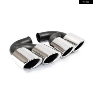 ポルシェ カイエン 2011-2014 排気 アップグレード クワッドテール パイプ 304 ステンレス マフラー先端ノズル - Silver B Short
