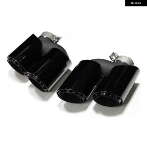 ポルシェ クワッド排気チップ マカン タイプ 95B 2.0T L4 ターボスポーツ 2019-22 マフラーチップ 3層 テール パイプ - black