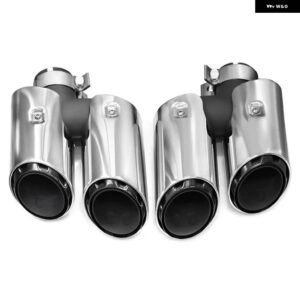 ポルシェ クワッド排気チップ マカン タイプ 95B 2.0T L4 ターボスポーツ 2019-22 マフラーチップ 3層 テール パイプ - Silver