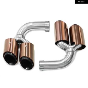 ポルシェ クアッド排気チップ カイエン 9Y0 SUV 3.0 2018-UP ハイブリッド ガソリン マフラーチップ テール パイプ 排気 システ - Petrol Gold
