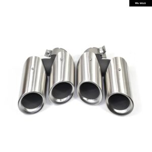 ポルシェ 2ピース 排気先端 マカン 2.0T 2014-2018 クワッドマフラー先端排気 システム ノズルテール パイプ - Silver A