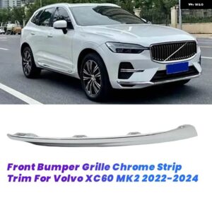 ボルボ フロントバンパー ブライトストリップ XC60 MK2 2022- グリル クローム トリム ストリップ - Silver R