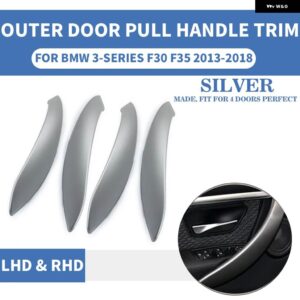 BMW 4個 LHD RHD カーボン車内インナードアプルハンドル外側 フロントリア L R F30 F80 F31 F32 F33 F35 13-18 - Silver 4pcs set