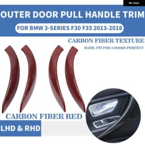 BMW 4個 LHD RHD カーボン車内インナードアプルハンドル外側 フロントリア L R F30 F80 F31 F32 F33 F35 13-18 - Carbon Fiber Red set