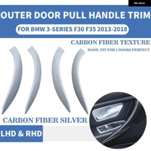 BMW 4個 LHD RHD カーボン車内インナードアプルハンドル外側 フロントリア L R F30 F80 F31 F32 F33 F35 13-18 - Carbon Fiber Silver