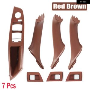 BMW 5シリーズ F10 F11 内装車左ハンドルラックドアインナー パネル プル トリム カバー - Red Brown-7pcs