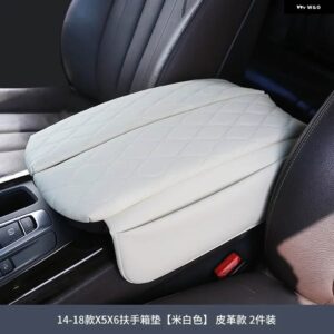 BMW センター コンソール カバー X5 F15 2014-2018 X6 F16 2015-2019 車 アームレスト ボックス パッド ソフトレザー肘サポート アームレスト クッション - Beige