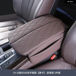 BMW センター コンソール カバー X5 F15 2014-2018 X6 F16 2015-2019 車 アームレスト ボックス パッド ソフトレザー肘サポート アームレスト クッション - brown