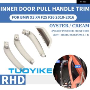 BMW 7ピース RHD 右ハンドル インテリアドアプルハンドルインナー ABS カーボン アウター レザー パネル X3 X4 F25 F26 2010-16 - RHD Cream 4pcs set