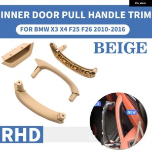 BMW 7ピース RHD 右ハンドル インテリアドアプルハンドルインナー ABS カーボン アウター レザー パネル X3 X4 F25 F26 2010-16 - RHD Beige 4pcs set