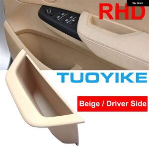 BMW 7ピース RHD 右ハンドル インテリアドアプルハンドルインナー ABS カーボン アウター レザー パネル X3 X4 F25 F26 2010-16 - Beige Driver Side