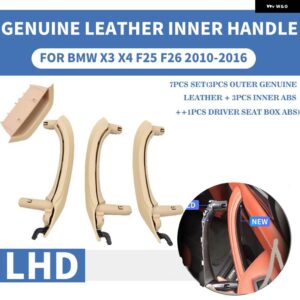 BMW 7ピース LHD 左ハンドル用 インテリアドアプルハンドルインナー ABS カーボン アウター レザー パネル X3 X4 F25 F26 2010-16 - LHD Beige Leather