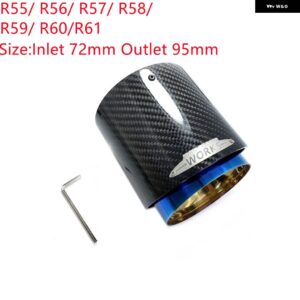 BMW 4色 グロスカーボンマフラー先端排気先端 ミニクーパー S R55 R56 R57 R58 R59 R60 R61 F54 F56 F57 F60 - 72MM-95MM Blue