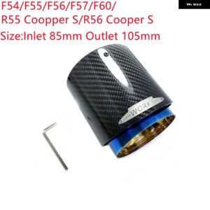 BMW 4色 グロスカーボンマフラー先端排気先端 ミニクーパー S R55 R56 R57 R58 R59 R60 R61 F54 F56 F57 F60 - 85MM-105MM Blue