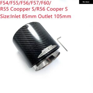BMW 4色 グロスカーボンマフラー先端排気先端 ミニクーパー S R55 R56 R57 R58 R59 R60 R61 F54 F56 F57 F60 - 85MM-105MM Silver