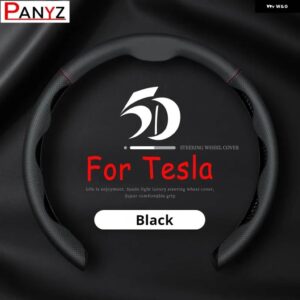テスラ 革 ステアリングホイール カバー 非スリップ通気性 モデル3 モデルY モデル S カー インテリア アクセサリー - For Tesla6