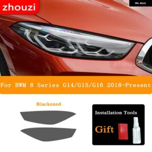 BMW F30 F31 G20 F10 F11 G30 F40 F32 F22 F36 F07 F34 G32 G11 G15 ヘッドライト ティントスモークブラックフィルム TPU ステッカー - 8 Series 18-On