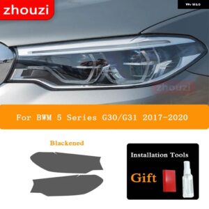 BMW F30 F31 G20 F10 F11 G30 F40 F32 F22 F36 F07 F34 G32 G11 G15 ヘッドライト ティントスモークブラックフィルム TPU ステッカー - G30 G31 17-20