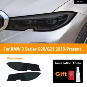 BMW F30 F31 G20 F10 F11 G30 F40 F32 F22 F36 F07 F34 G32 G11 G15 ヘッドライト ティントスモークブラックフィルム TPU ステッカー - G20 G21 19-On