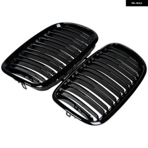 BMW X5 X6 E70 E71 2007-2013 デュアルスラットフロント バンパー キドニー グリル 吸気 ラジエーター ガード レーシング グリル 装飾 - Glossy Black