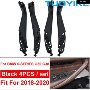 BMW カーボン インテリア ウィンドウリフトスイッチ ボタン リペアカバー トリム 新 5シリーズ G30 G31 G38 M5 F90 525 528 530 540 LI - Black 4pcs Set