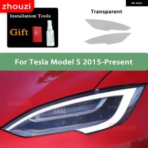 テスラ 2個 モデル3 X Y S ヘッドライト ティントスモークブラックフィルムクリア TPU ステッカー 2022 アクセサリー - Model S T