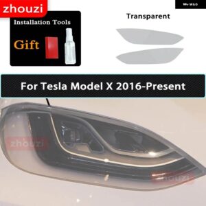 テスラ 2個 モデル3 X Y S ヘッドライト ティントスモークブラックフィルムクリア TPU ステッカー 2022 アクセサリー - Model X T