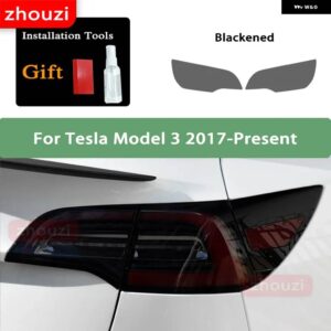 テスラ 2個 モデル3 X Y S ヘッドライト ティントスモークブラックフィルムクリア TPU ステッカー 2022 アクセサリー - Model 3 Taillight B