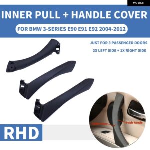 BMW RHD 車インナーハンドル インテリアドア パネル プル トリム カバー グレーベージュ黒左右 3シリーズ E90 E91 316 318 320 325 - RHD Black 6pcs set