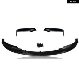 BMW 3シリーズ F30 2012-2018 M スポーツカーボンルックフロント バンパー スポイラー リップ + フォグライト ランプ フレーム カバー スプリッター トリム - Glossy Black