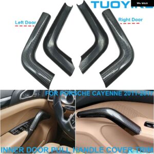 ポルシェ LHD RHD インナードアハンドル トリム カイエン 2011-17 ABS カーボン インテリア アームレスト センター コンソール - Left Right Side 4PCS