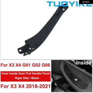 BMW 車内ドアプルハンドルブラックカーボン トリム アウター カバー ウィンドウリフトスイッチ X3 X4 G01 G02 G08 F97 F98 2018-2021 - Inner Black Right