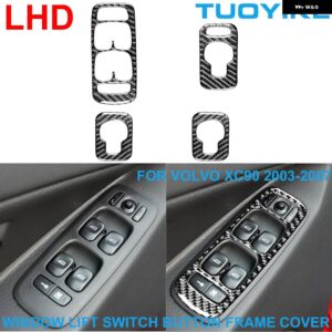ボルボ LHD RHD カー スタイリング カーボン AC エアコン ベント グリル フレッシュカバー パネル トリム ステッカー フレーム XC90 2003-2014 - LHD Window Lift Trim