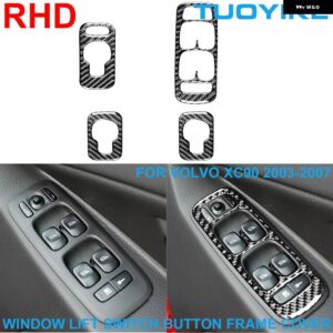 ボルボ LHD RHD カー スタイリング カーボン AC エアコン ベント グリル フレッシュカバー パネル トリム ステッカー フレーム XC90 2003-2014 - RHD Window Lift Trim