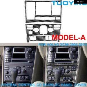 ボルボ LHD RHD カー スタイリング カーボン AC エアコン ベント グリル フレッシュカバー パネル トリム ステッカー フレーム XC90 2003-2014 - Center Control 3x A