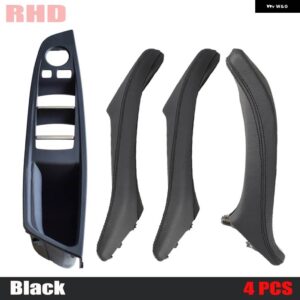 BMW RHD インテリア ラックドア革ハンドル アセンブリ 5シリーズ F10 F11 F18 520I 523I 525I 528I 535I - Black 4pcs Set