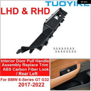 BMW LHD RHD 車インナードアプルハンドルカバー アームレスト アセンブリ トリム フロントリア LR 4色 6 GT G32 2017-22 用交換 - Carbon Rear Left