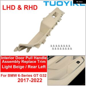 BMW LHD RHD 車インナードアプルハンドルカバー アームレスト アセンブリ トリム フロントリア LR 4色 6 GT G32 2017-22 用交換 - Light Beige Rear L