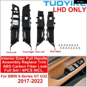 BMW LHD RHD 車インナードアプルハンドルカバー アームレスト アセンブリ トリム フロントリア LR 4色 6 GT G32 2017-22 用交換 - Carbon Full Set 4PCS