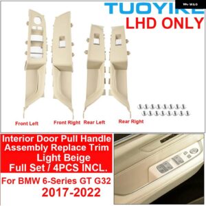 BMW LHD RHD 車インナードアプルハンドルカバー アームレスト アセンブリ トリム フロントリア LR 4色 6 GT G32 2017-22 用交換 - Light Beige Full Set