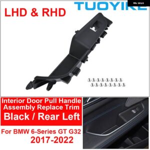 BMW LHD RHD 車インナードアプルハンドルカバー アームレスト アセンブリ トリム フロントリア LR 4色 6 GT G32 2017-22 用交換 - Black-Rear Left